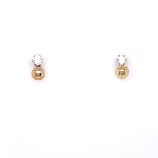 9ct Gold CZ Ball Double Stud Earrings GEZ491