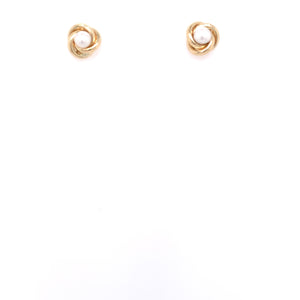 9ct Gold Seed Pearl Knot Stud Earrings
