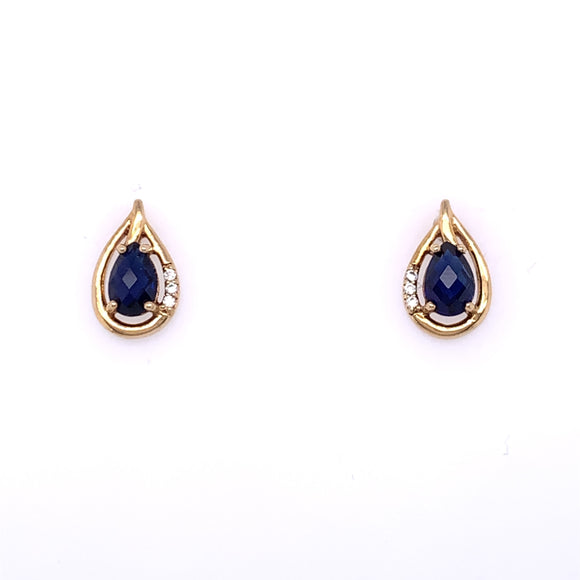 9ct Gold Sapphire CZ Teardrop Stud Earrings