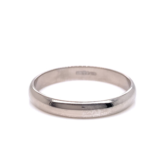 18ct White Gold 3mm D-Shape Wedding Band LWR50A