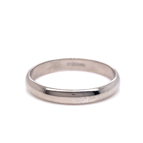 18ct White Gold 3mm D-Shape Wedding Band