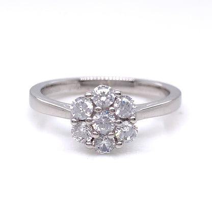 9ct White Gold CZ Floral Cluster Ring