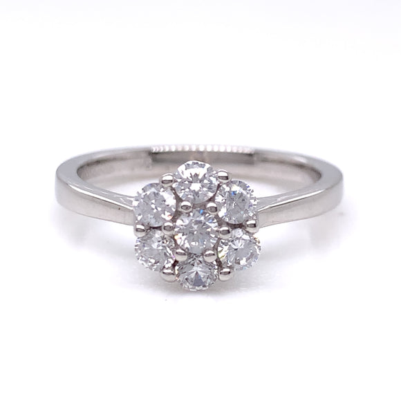 9ct White Gold CZ Floral Cluster Ring