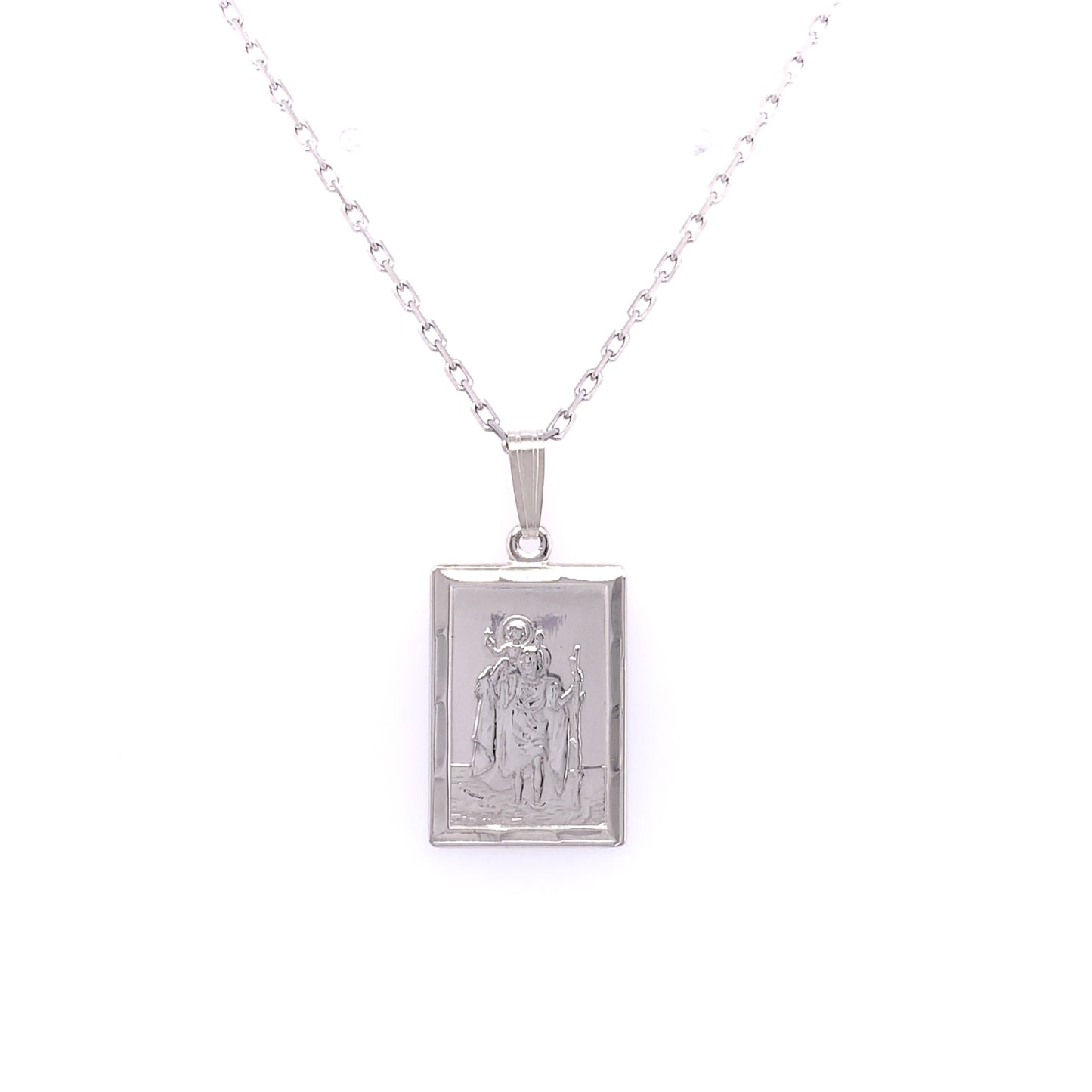 Sterling Silver Rectangular St. Christopher Medal SM211