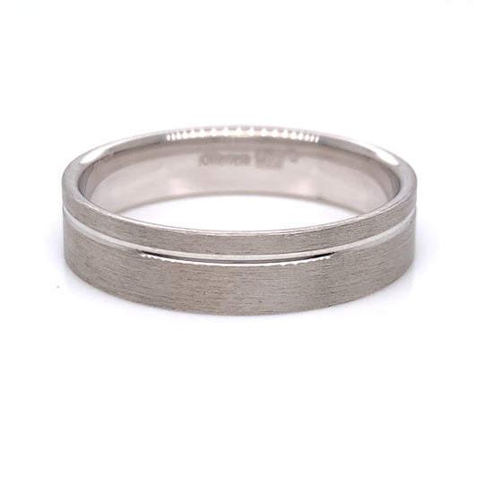 Sterling Silver Mens 5mm Matte Polished Line Band Ring SR24