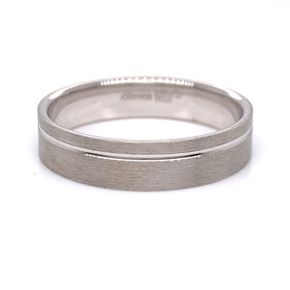 Sterling Silver Mens 5mm Matte Polished Line Band Ring