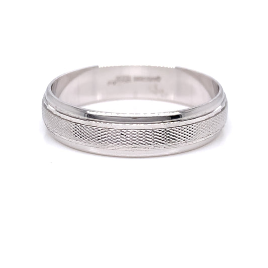 Sterling Silver Mens 5mm Diamond Cut Band Ring