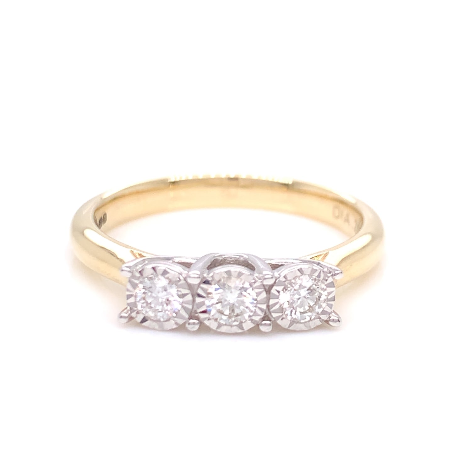 9ct Gold Classic Diamond Trilogy Ring 0.24ct T74