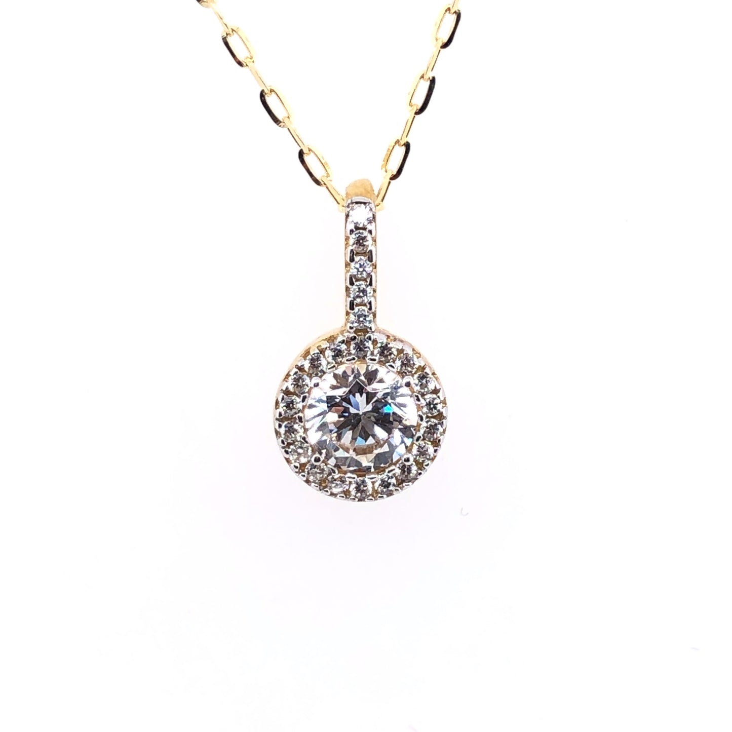 9ct Gold CZ Halo Pendant GPZ051