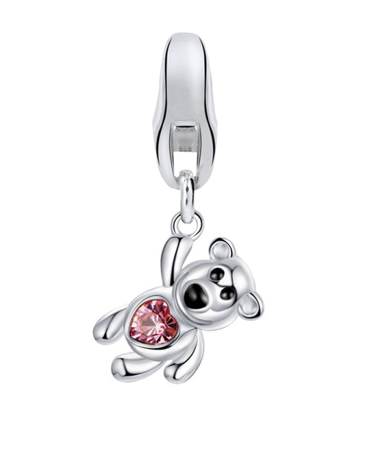 Dream Charms Silver Teddy Pink Heart Charm