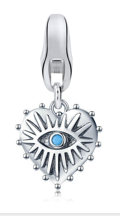 Dream Charms Silver Heart with Evil Eye Charm