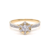 9ct Yellow Gold CZ Flower Solitaire Ring