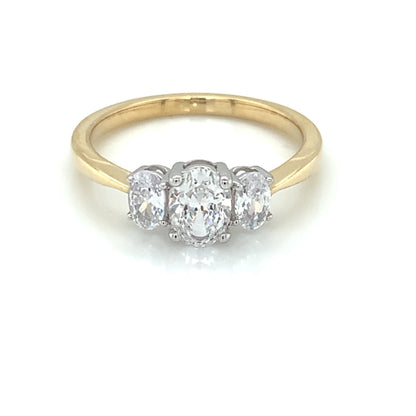 9ct Gold Oval CZ Trilogy  Ring GRZ292