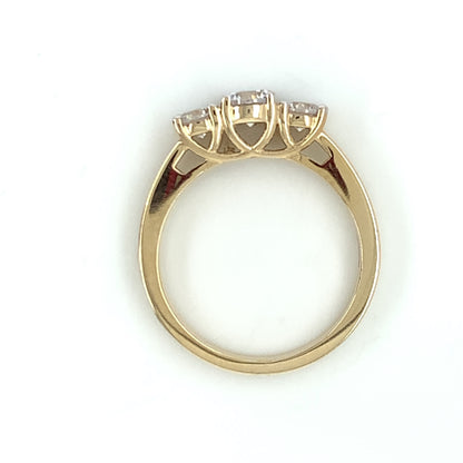 9ct Gold CZ Trilogy  Ring Tulip Setting