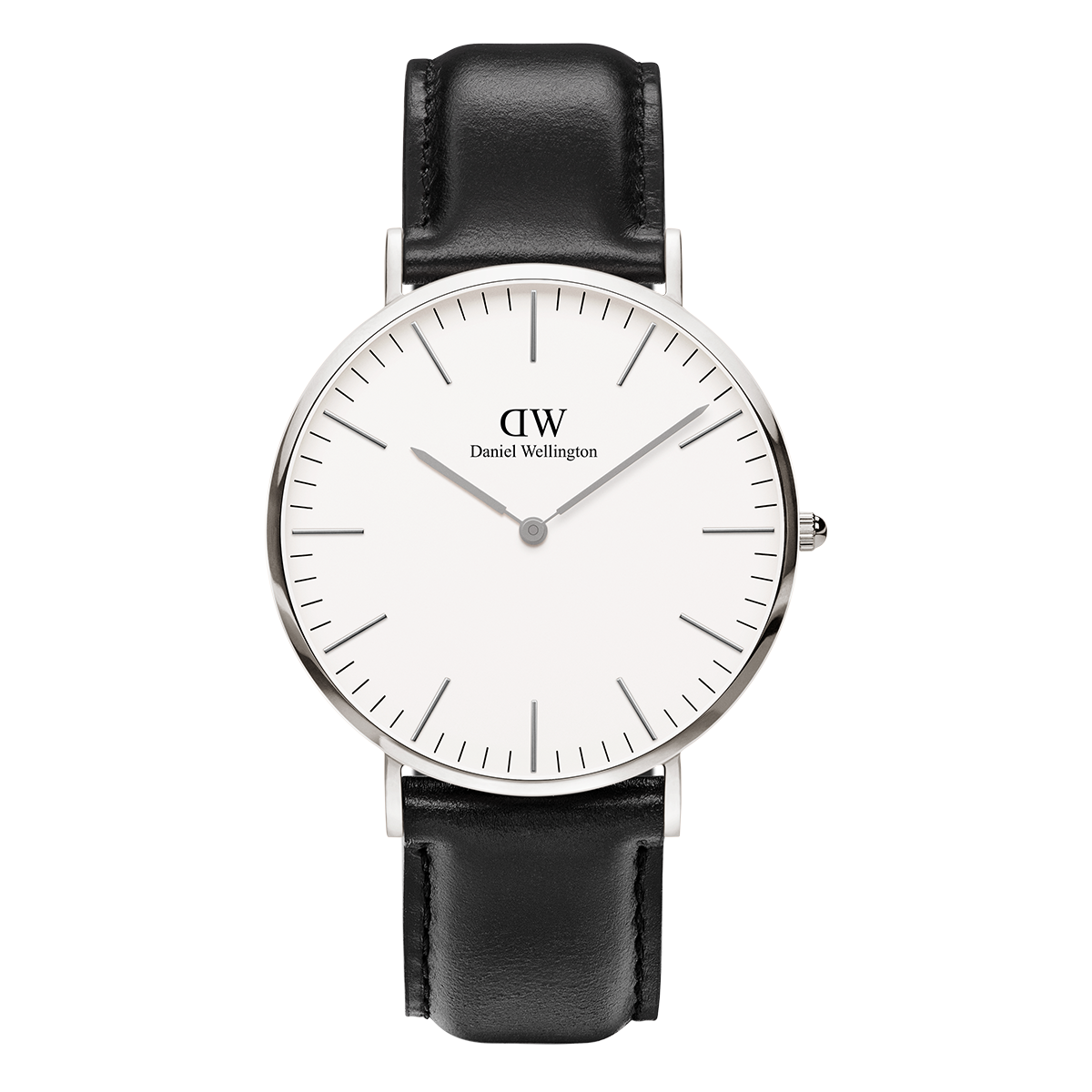 Daniel Wellington - 40mm Silver 'Classic Sheffield' Black Leather Strap Watch DW00100020