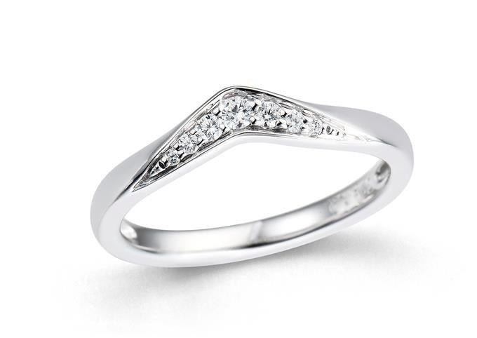 Diamond V-shaped  0.12ct Wedding Band