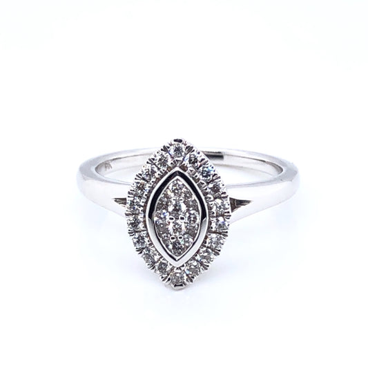 9ct White Gold 0.33ct Diamond Marquise Illusion Ring Z183