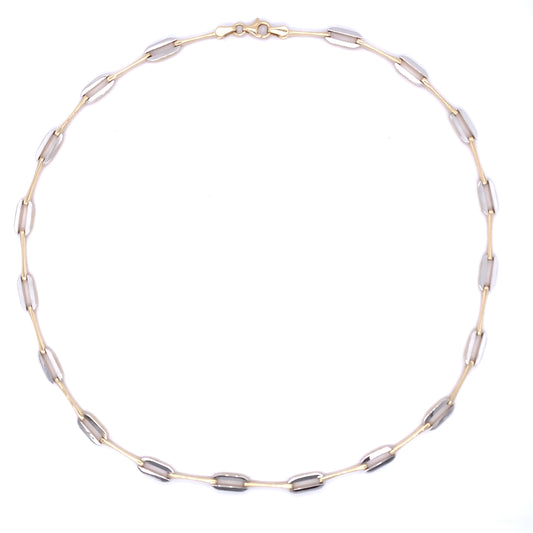 9ct Gold Two-tone Open Link & Bar Necklet GN045