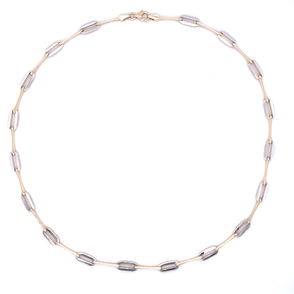 9ct Gold Two-tone Open Link & Bar Necklet