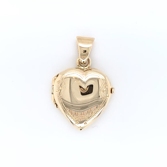 9ct Gold Engraved Heart Locket