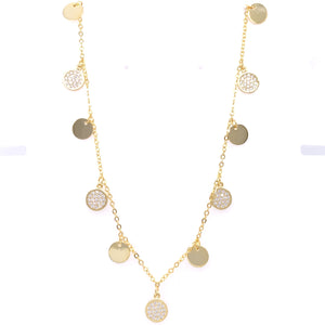 18ct Gold Plated Sterling Silver CZ Discs Necklace