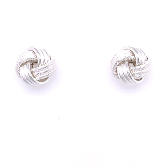 Silver Textured Double Knot Earrings