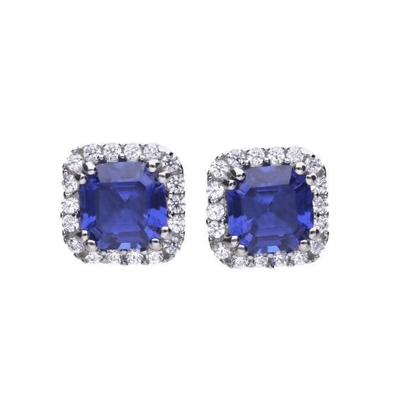 Diamonfire Zirconia Blue Square Halo Earrings