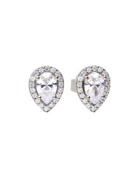 Diamonfire Teardrop Halo Stud Earrings E5909