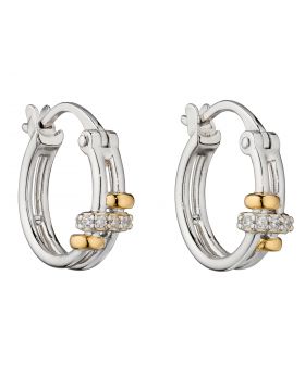 Fiorelli Silver Connected Rings Earrings With Yellow Gold Plating and CZ Detail