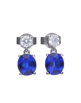 Diamonfire Zirconia Blue Oval Drop Earrings E5978