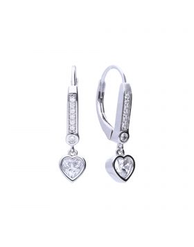 Diamonfire Zirconia Heart Pavé Hoop Earrings E5981