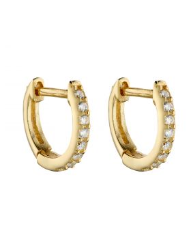 Sterling Silver Gold Plated CZ Huggie Hoop Earrings E6049C