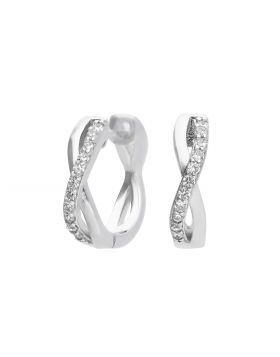 Diamonfire Zirconia Infinity Pavé Huggie Earrings E6065
