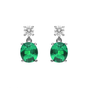 Diamonfire Oval Green Zirconia Drop Earrings (E6199)