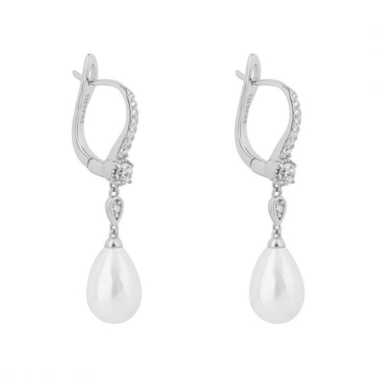 Diamonfire Shell Pearl Zirconia Drop Earrings (E6201)