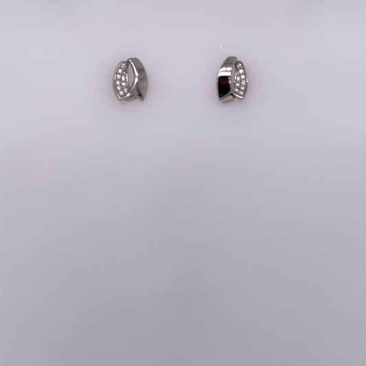 Sterling Silver CZ Ribbon Stud Earrings E87