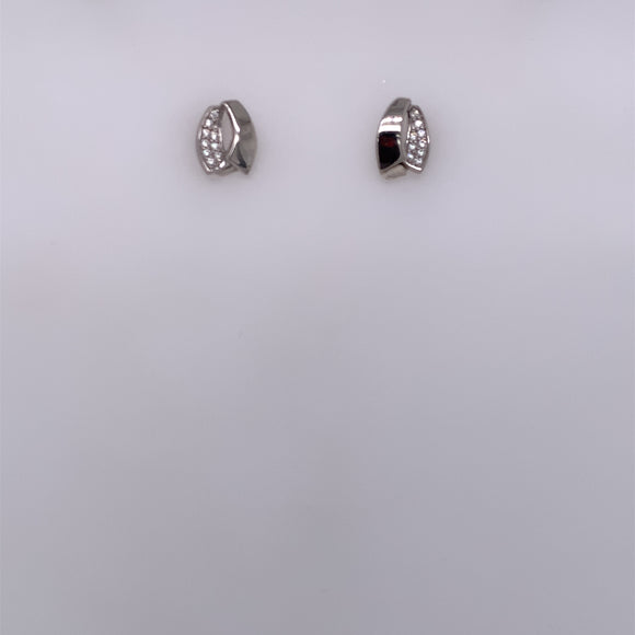 Sterling Silver CZ Ribbon Stud Earrings