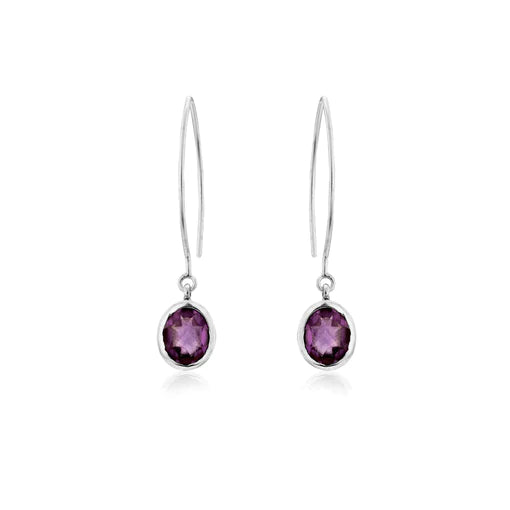 Gallardo & Blaine Sterling Silver Dew Drop Earrings Amethyst