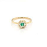 9ct Gold Cute Green CZ Halo Ring