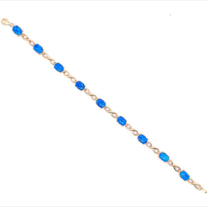9ct Gold Created Blue Opal  Bracelet