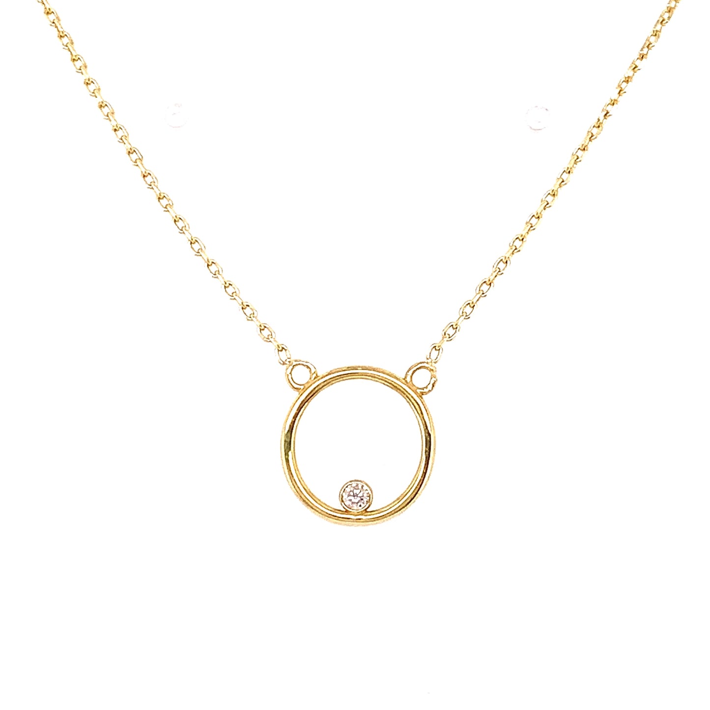 9ct Gold Circle with CZ Necklace