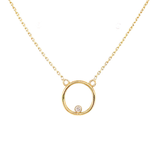 9ct Gold Circle with CZ Necklace