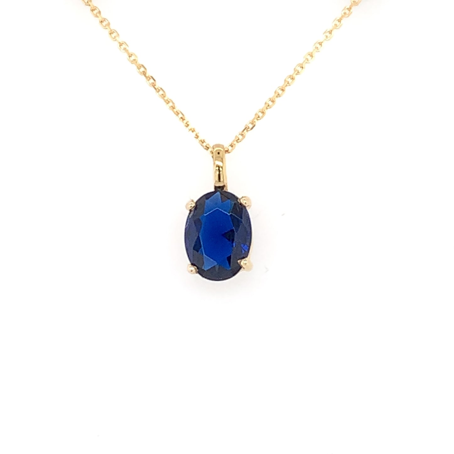 9ct Gold Sapphire CZ Oval Birthstone Pendant GPS81