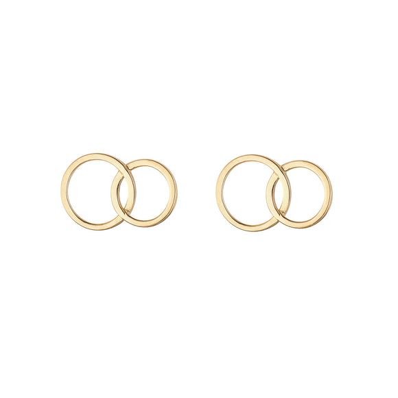 9ct Gold Double Circle Stud Earrings