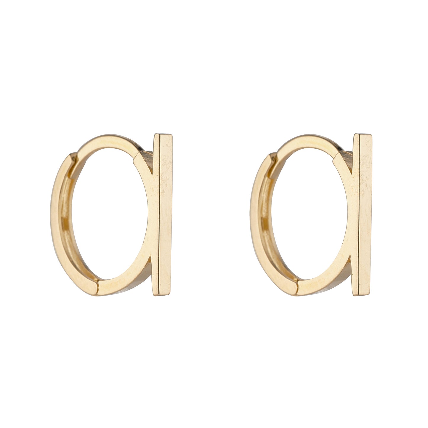 9ct Gold Bar Huggie Hoop Earrings GE817