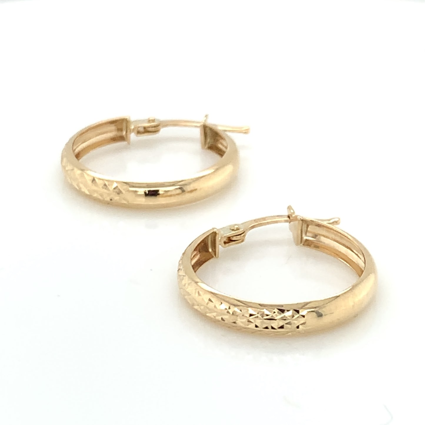 9ct Gold Diamond Cut Hoop Earrings