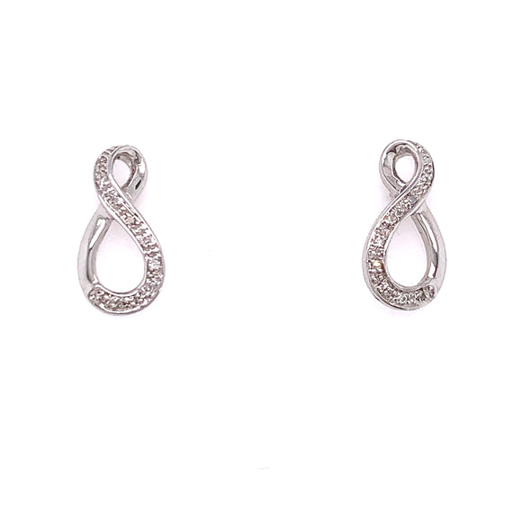 9ct White Gold Diamond Swirl Stud Earrings