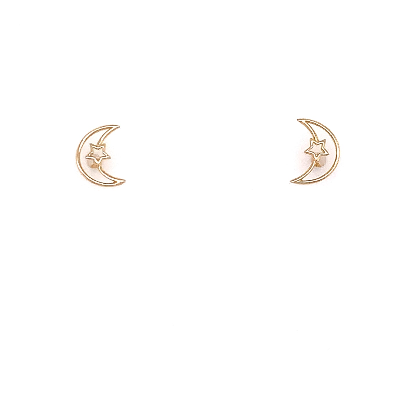 9ct Gold Moon & Star Stud Earrings GE710