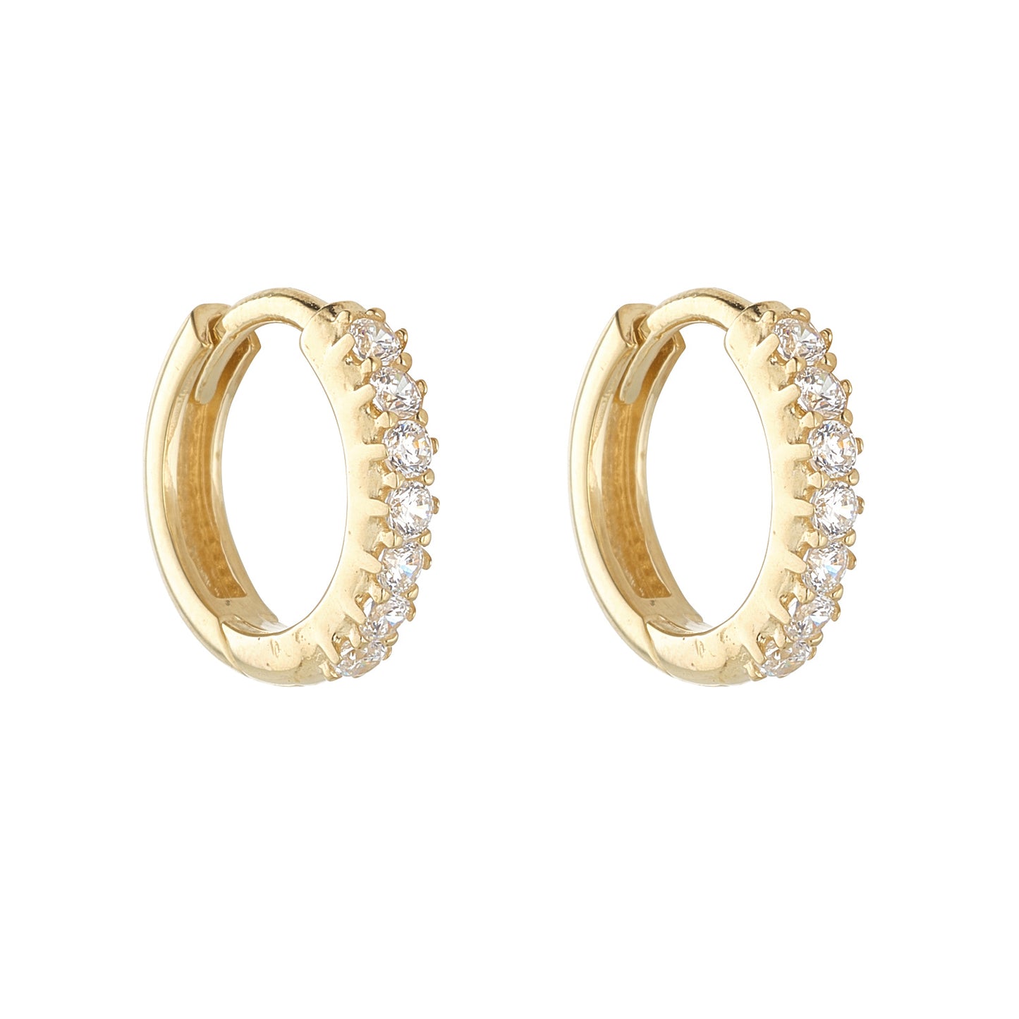 9ct Gold 10mm CZ Huggie Hoop Earrings GEZ590