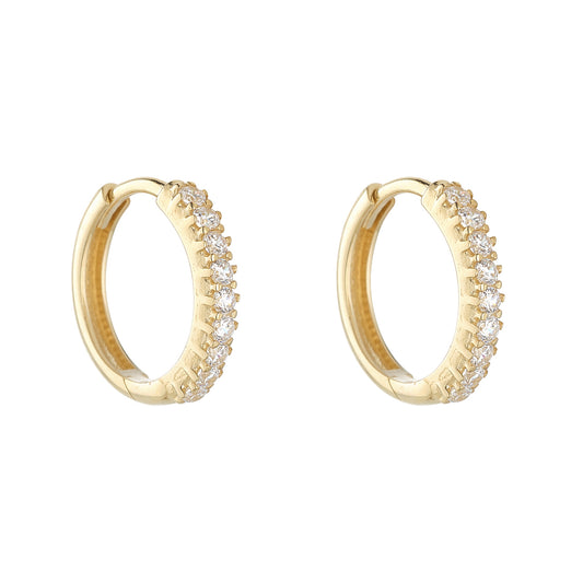 9ct Gold 12mm CZ Huggie Hoop Earrings